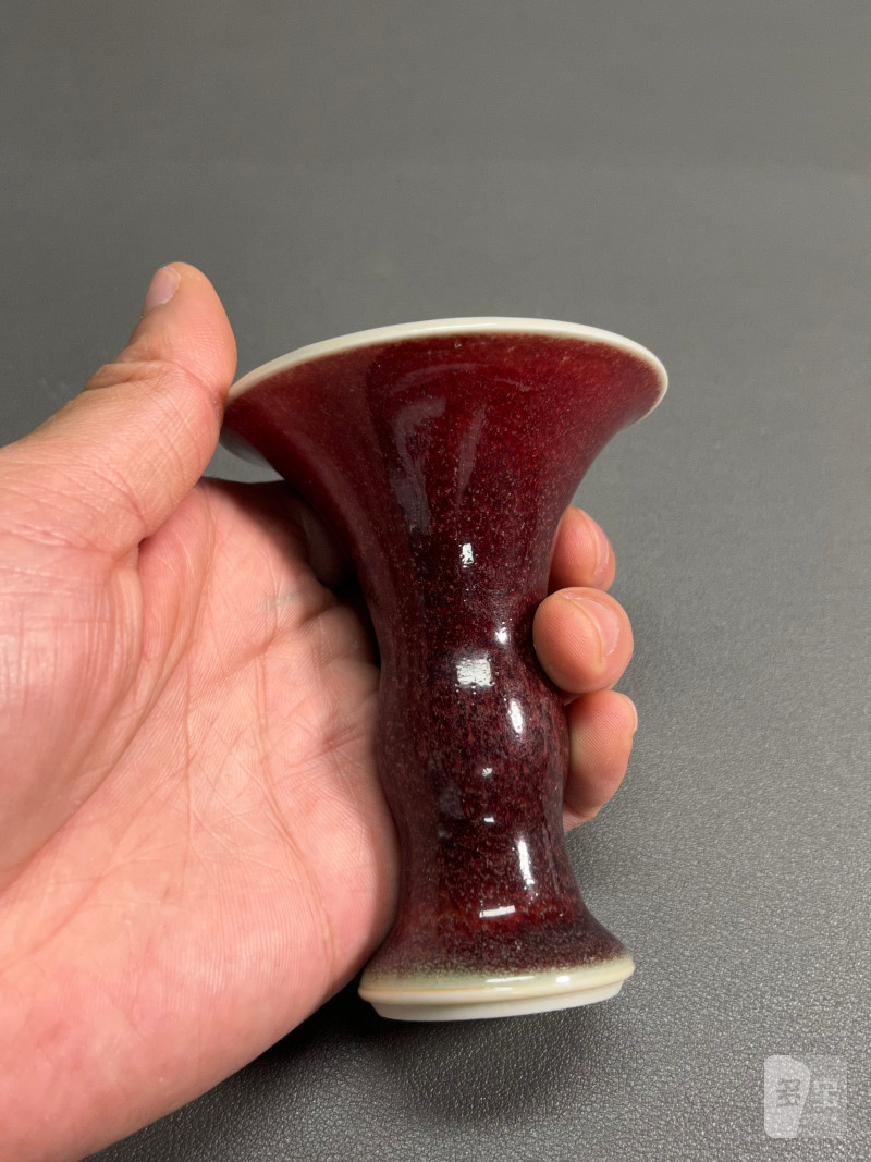 清康熙  郎窑红釉小花觚 - 图10